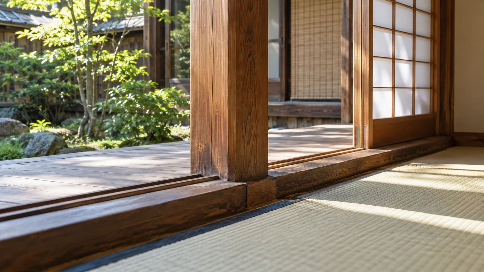 日差しが入る木造住宅の畳と縁側
